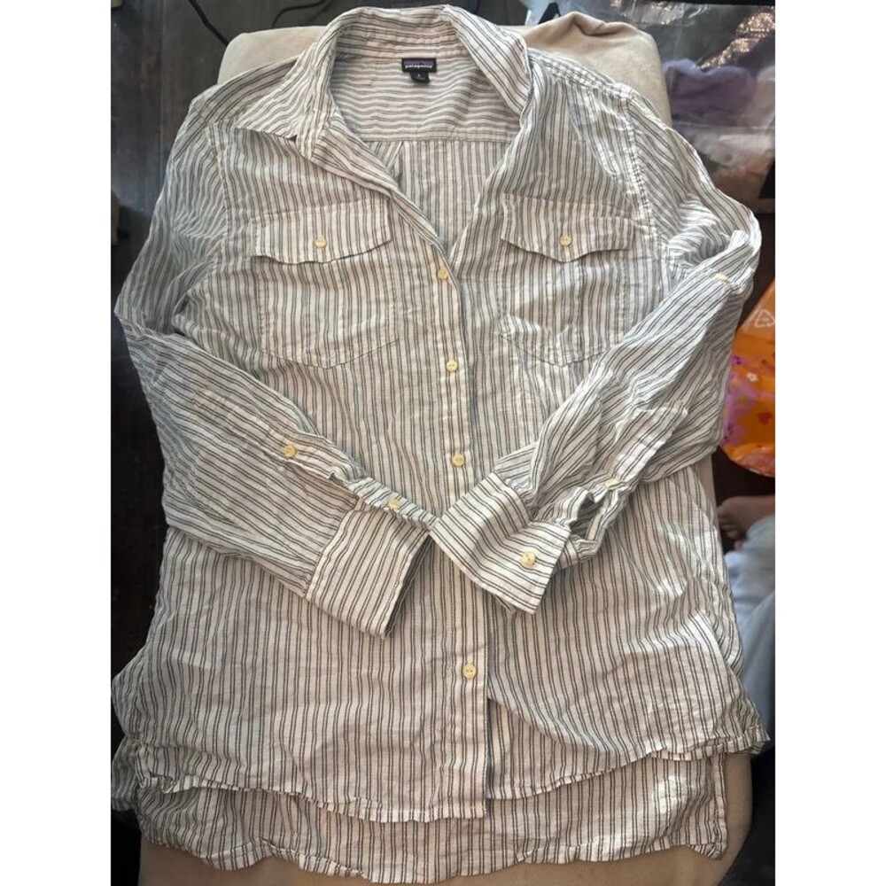 Patagonia striped button up organic cotton shirt
